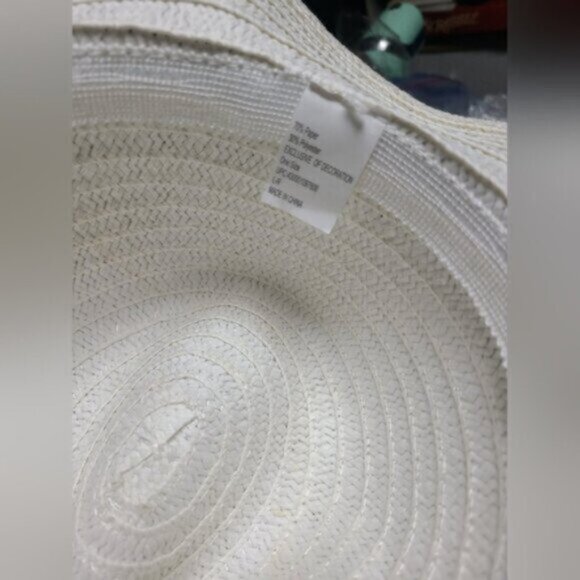 White Black Bow Beach Hat Wide Rim Sun Hat Vacation Holiday Straw Hat - Picture 6 of 7
